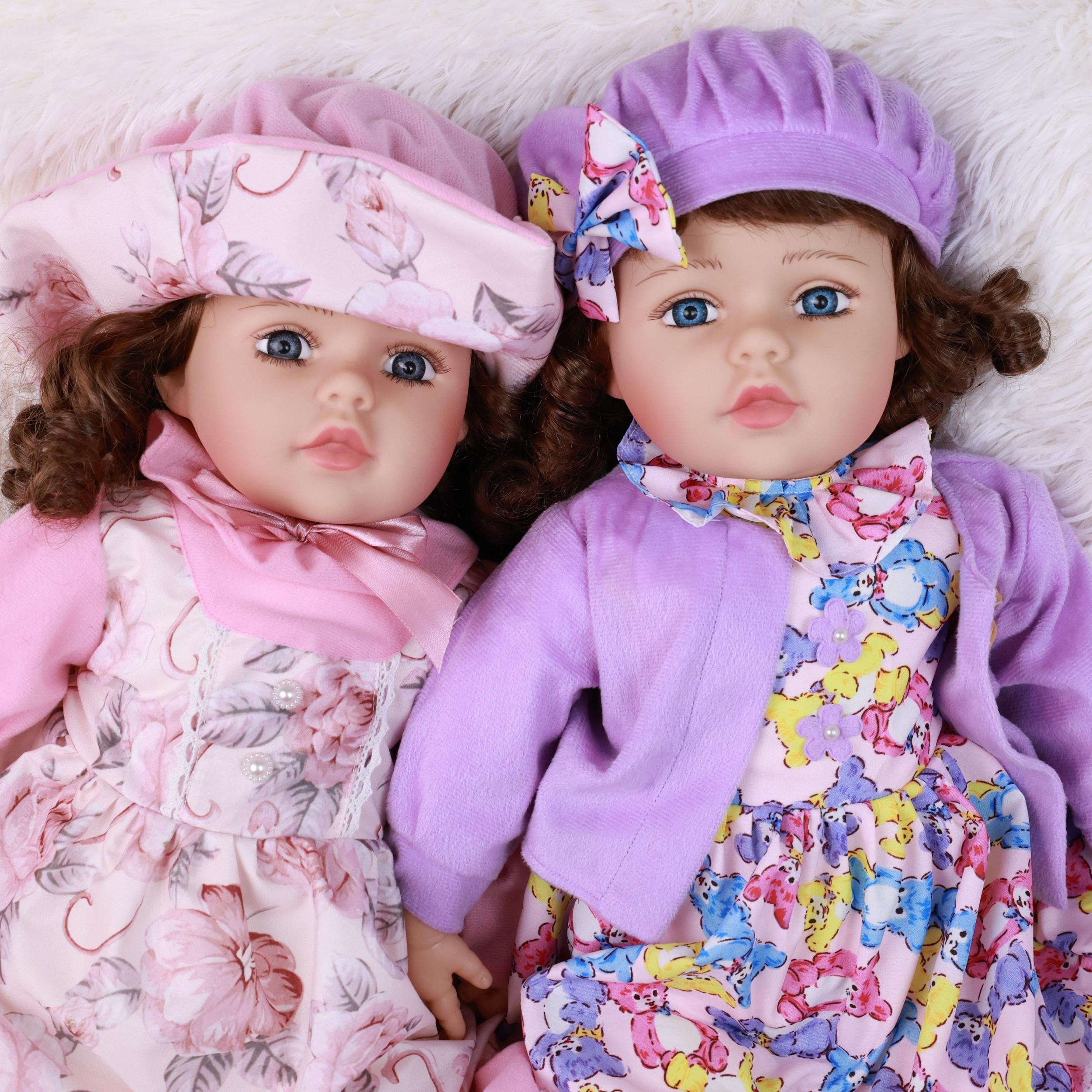 2 Pack Reborn Baby Dolls Soft Vinyl Head & Limbs 25" Fashionable Toy for Kids
