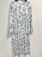  Floral Print Maxi Dress Notched Neck Long Sleeve With Pockets