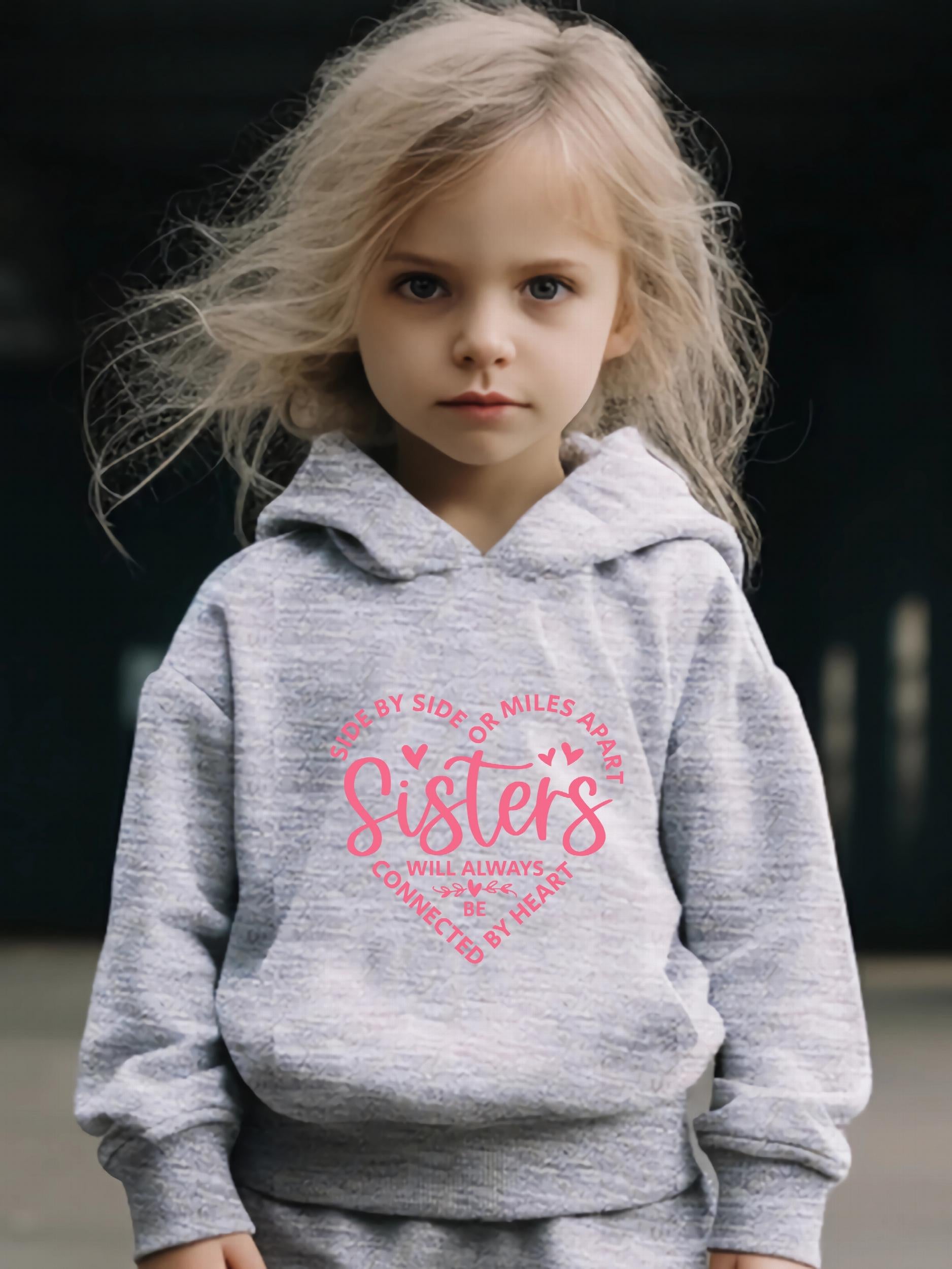 SISTERS & Heart Graphic 2pcs Set Girls Casual Comfy Activewear Set