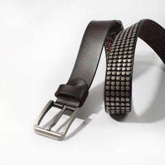 Men's Heavy Duty Rivet Head Western Cowboy Hip hop Punk PU Belt