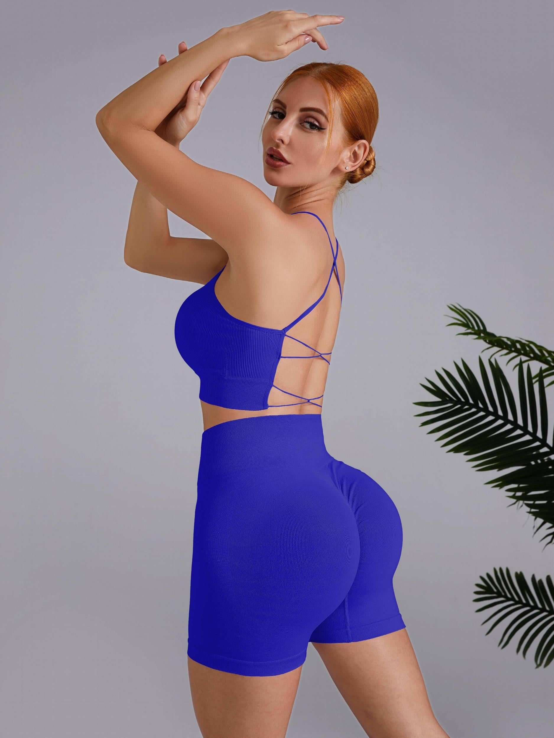 Backless Cross Strap Bodycon Yoga Set Fitness Sports Set