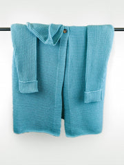  Solid Button Up Hooded Cardigan