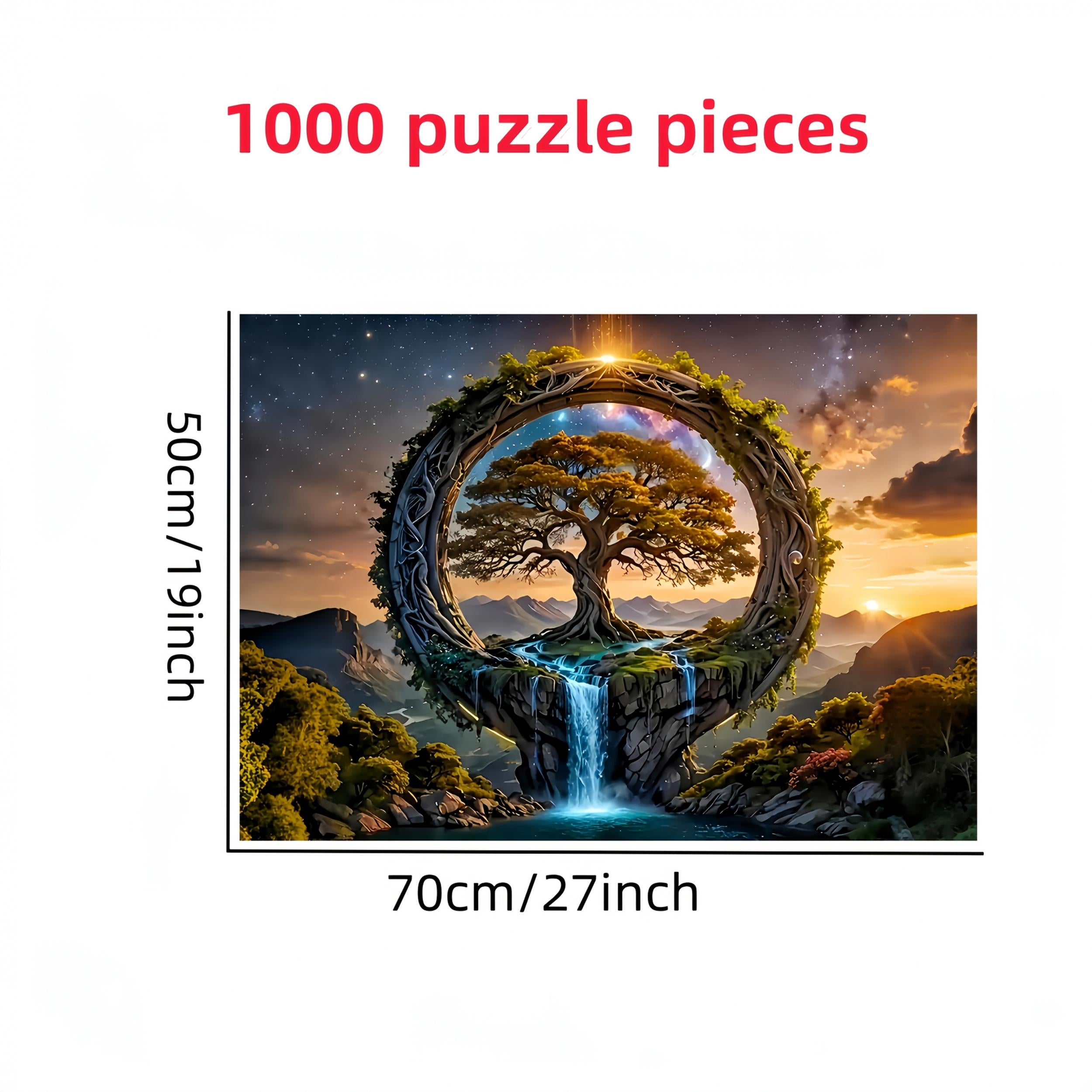 Wisdom Tree Puzzle Sunset Waterfall Mystical Tree Landscape Jigsaw