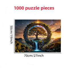 Wisdom Tree Puzzle Sunset Waterfall Mystical Tree Landscape Jigsaw
