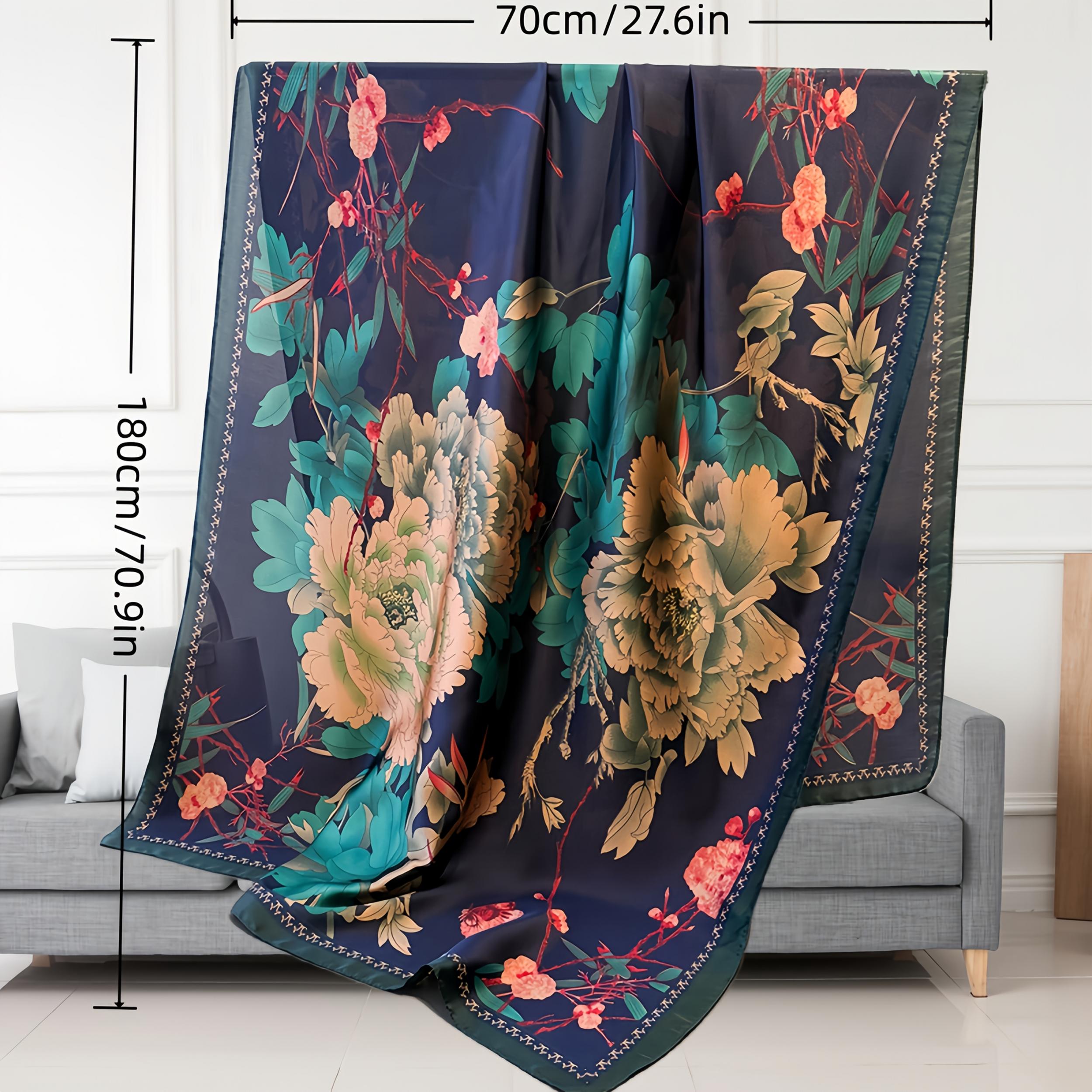 Floral Silk Scarf with Belt Lightweight & Versatile Perfect Gift