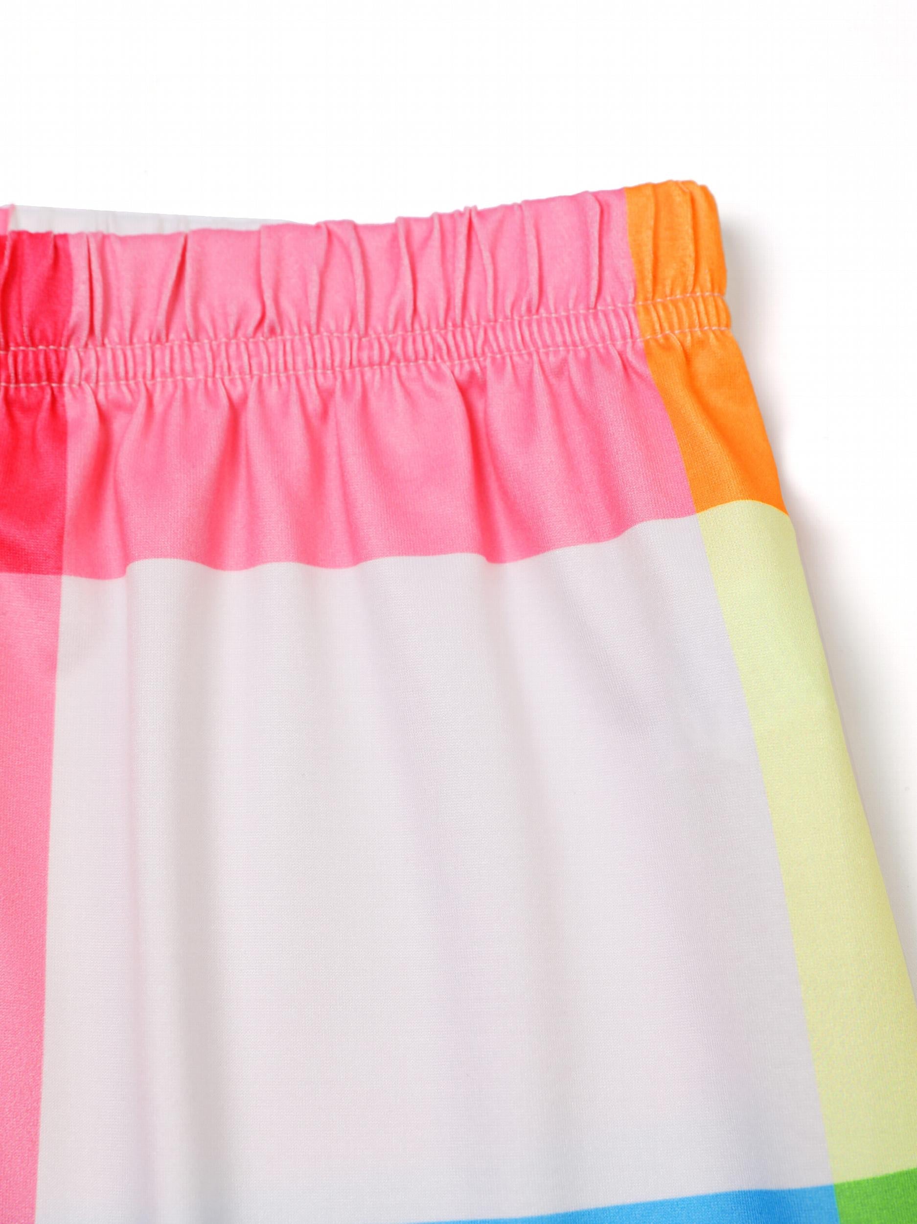  Colorful Plaid Cami Top & Shorts & Pants Pajamas Set