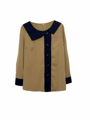  Colorblock Long Sleeve Blouse
