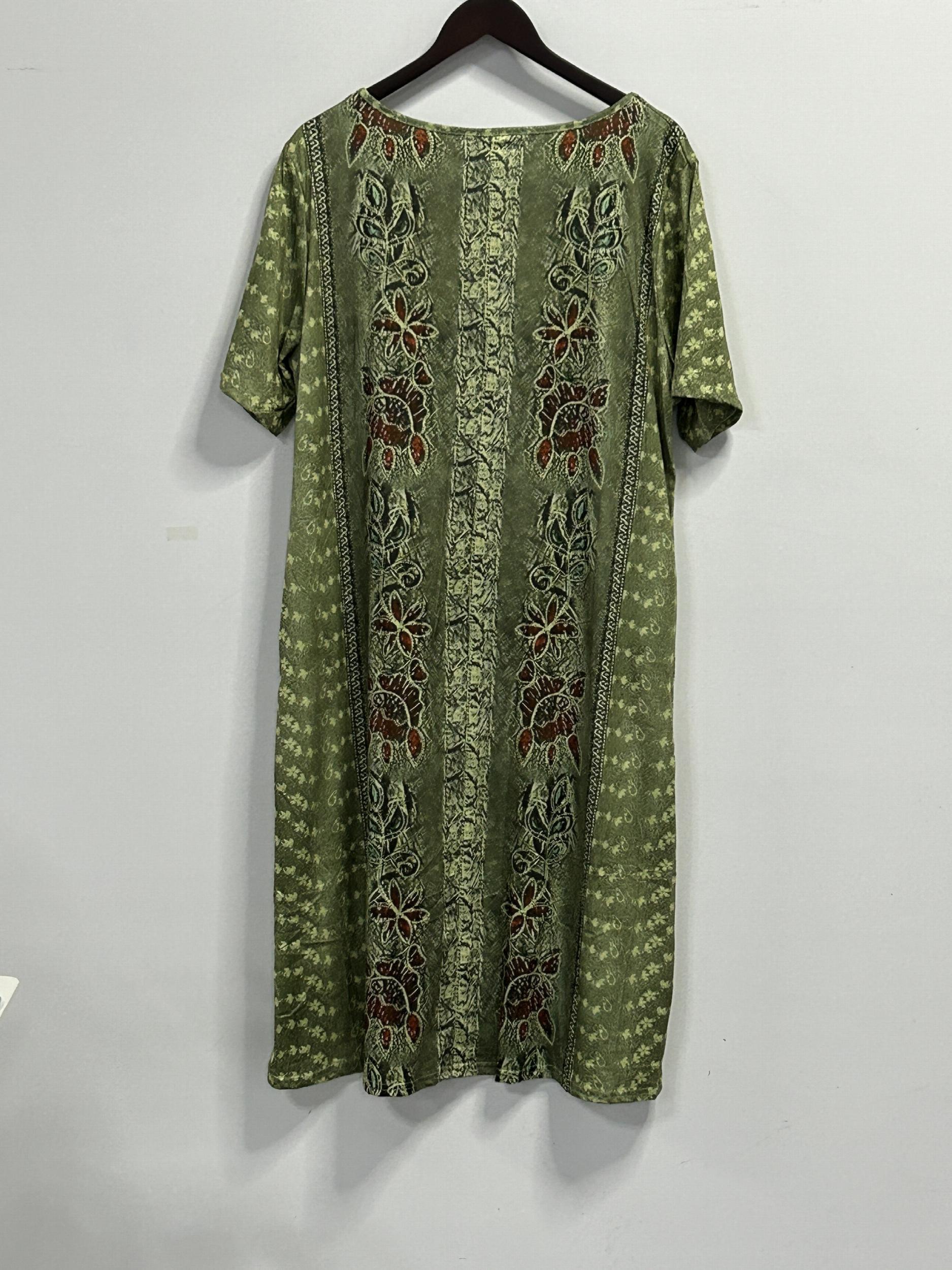 Floral Print Button Boho Dress with Pockets