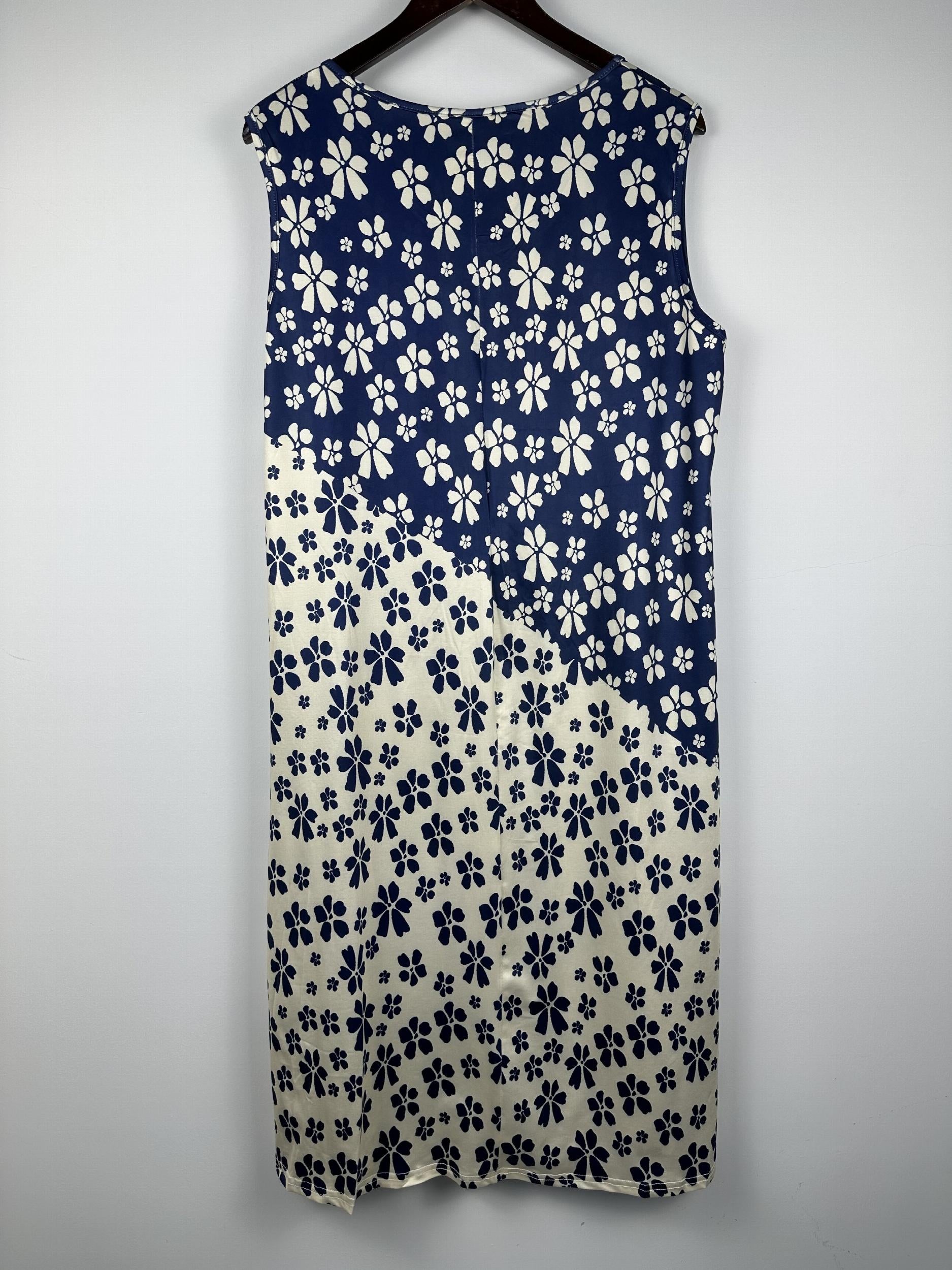  Colorblock Floral Tank Dress with Pockets