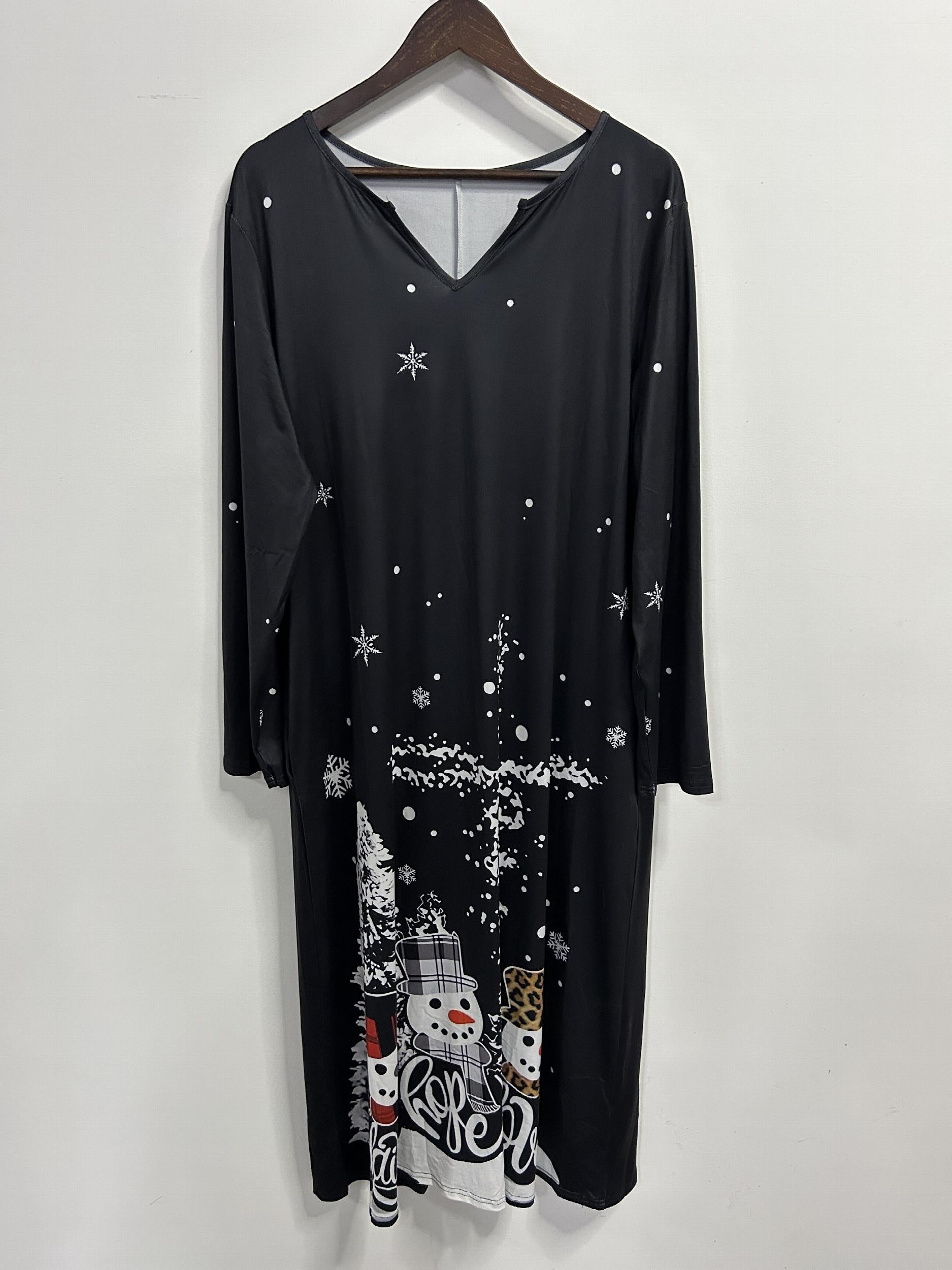  Christmas Casual Dress Women's Plus Graphic Long Sleeve