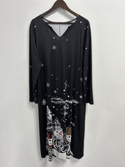  Christmas Casual Dress Women's Plus Graphic Long Sleeve
