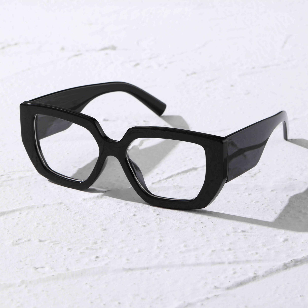 Cat Eye Clear Lens Glasses Wide Temple Anti Light Eyewear