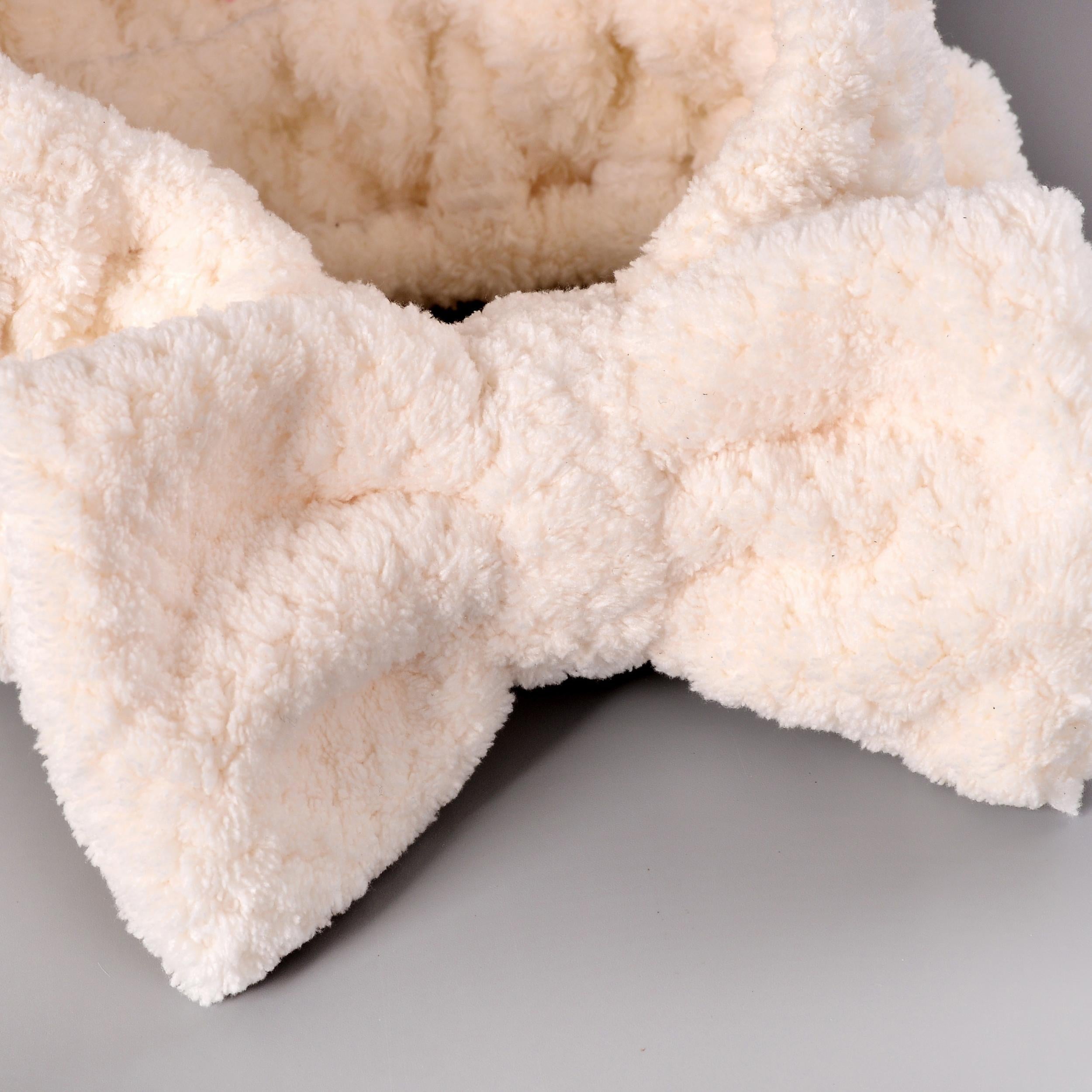 Coral Velvet Bow Decor Bath Headband Makeup Skincare Hair Band