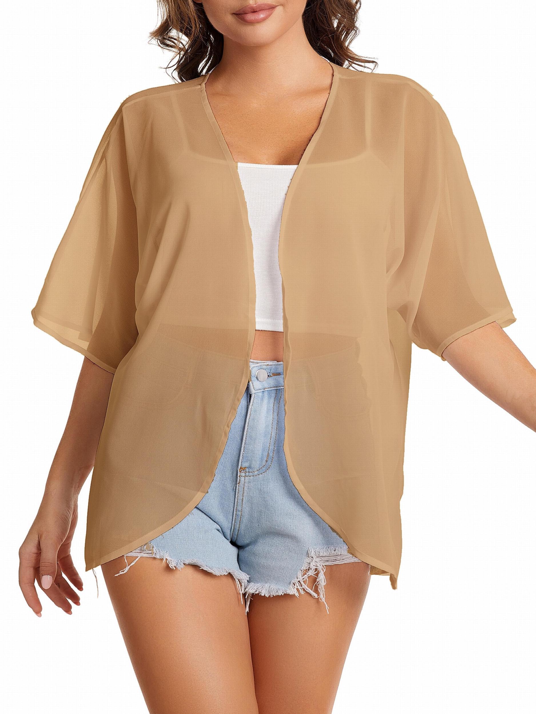  Sheer Slight Stretch Cover Up Cardigan