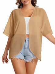  Sheer Slight Stretch Cover Up Cardigan