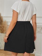  Eyelet Embroidery Pleated Dress with Belt