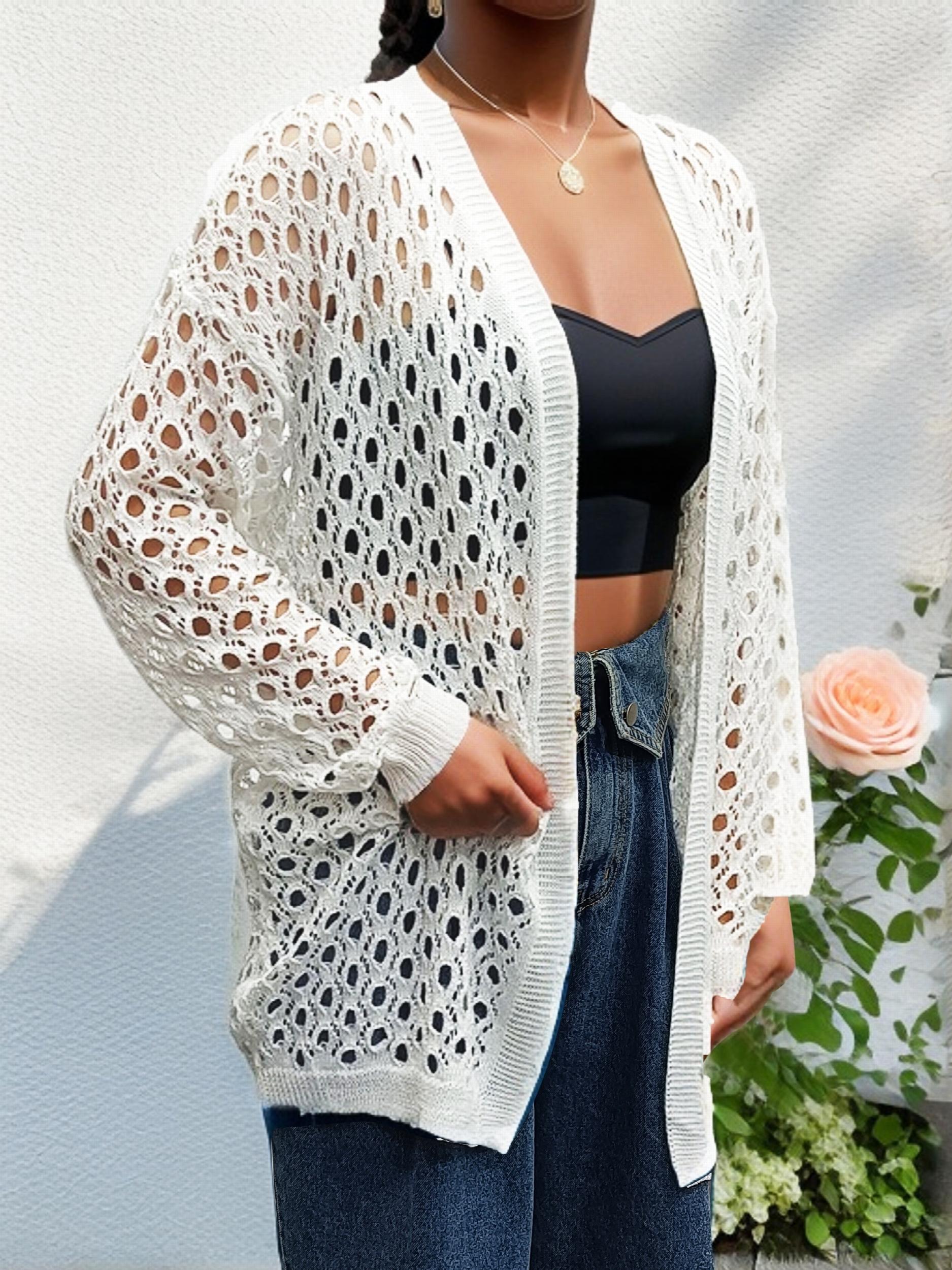  Casual Cardigan Women's Plus Solid Long Sleeve Knit Cardigan