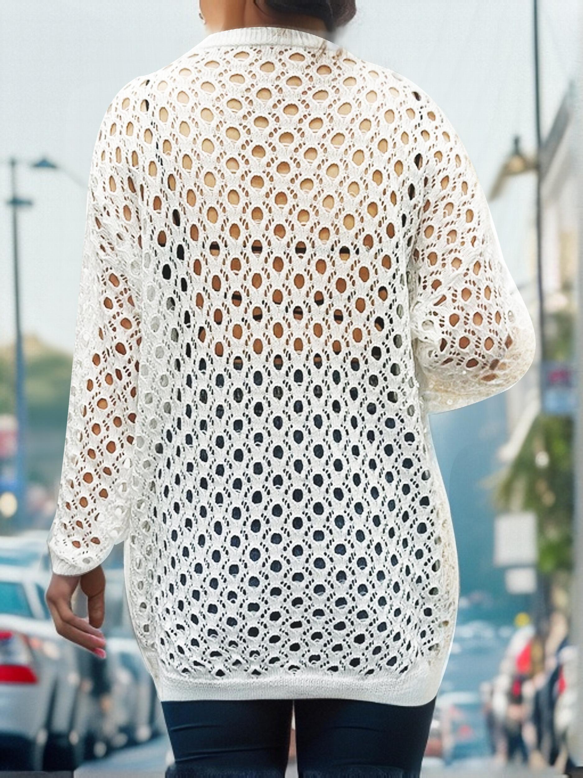  Casual Cardigan Women's Plus Solid Long Sleeve Knit Cardigan