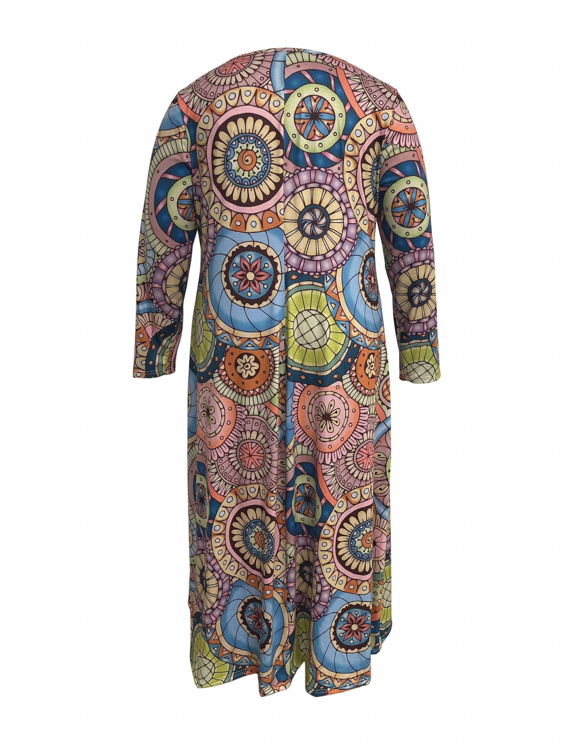  Retro Dress Women's Plus Madala Print Maxi Dress