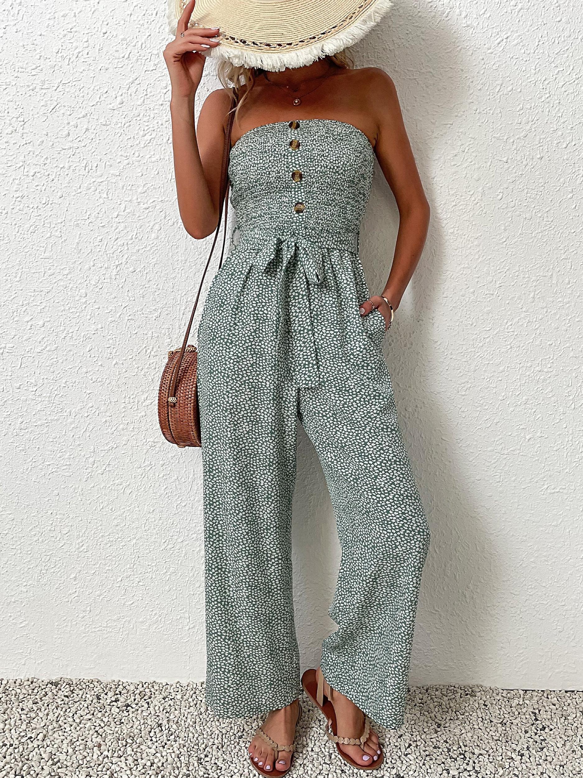 Boho Ditsy Floral Off Shoulder Jumpsuit
