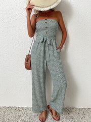Boho Ditsy Floral Off Shoulder Jumpsuit