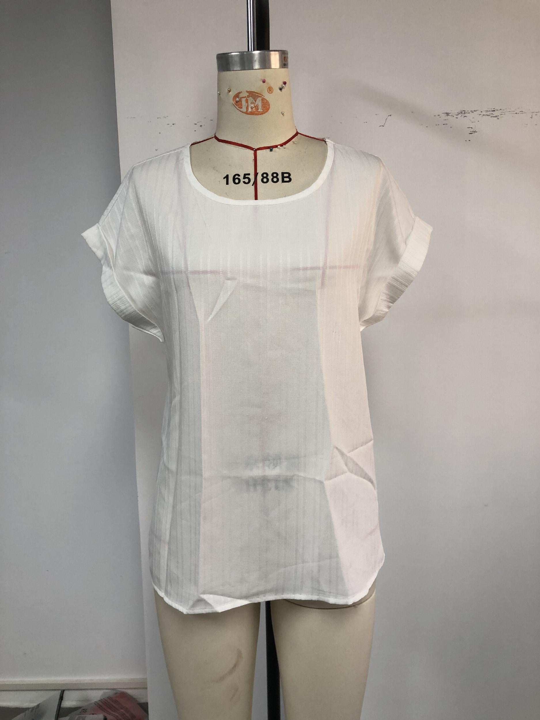  Ribbed Short Sleeve Round Neck Top