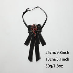 Red Crystal Decor Bow Tie Baroque Bowknot Necktie For Women