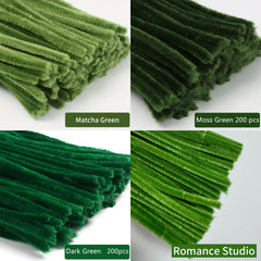 200pcs Green Pipe Cleaners Flexible Chenille Stems for DIY Crafts