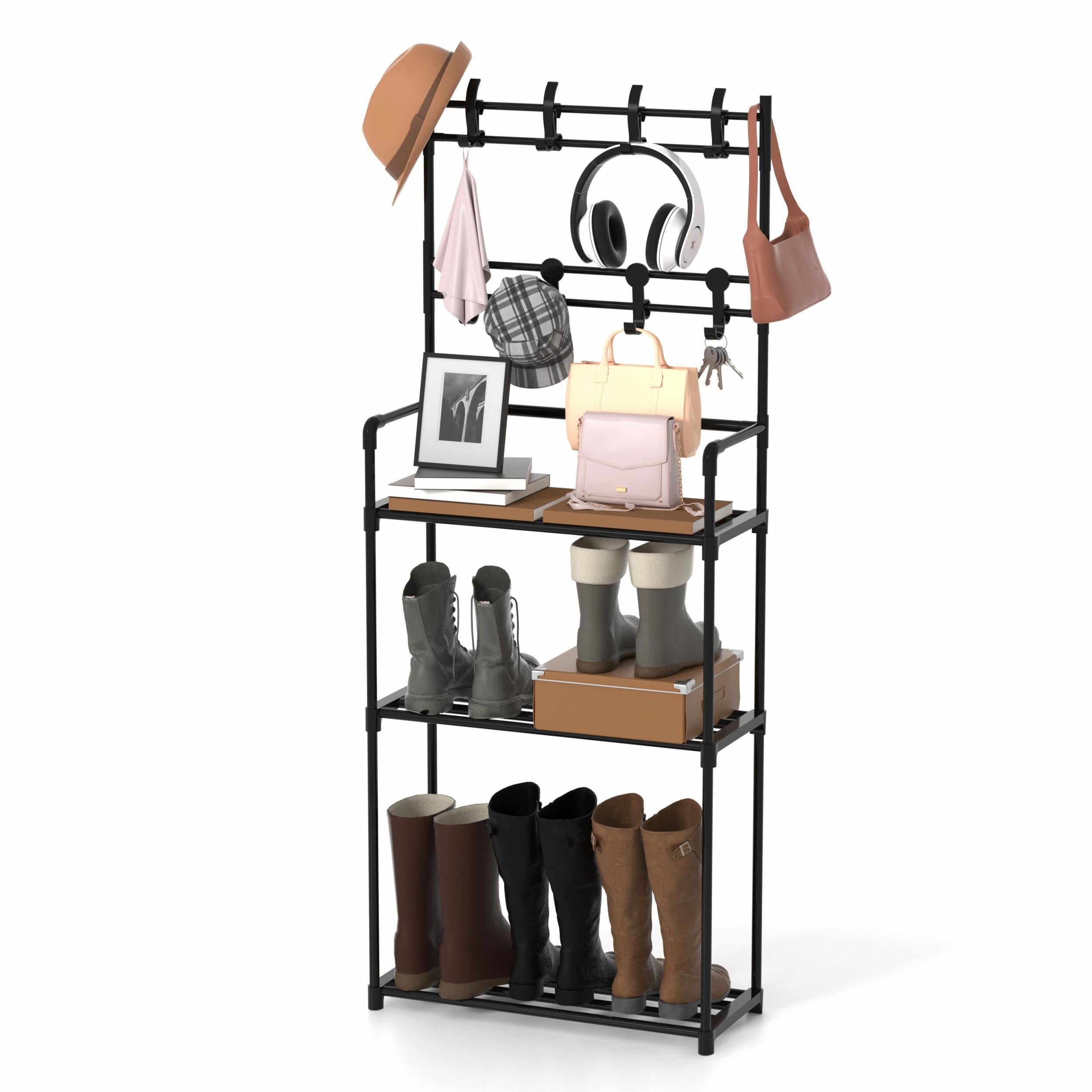 3-Layer Boot Storage Rack with Clothes Shelf