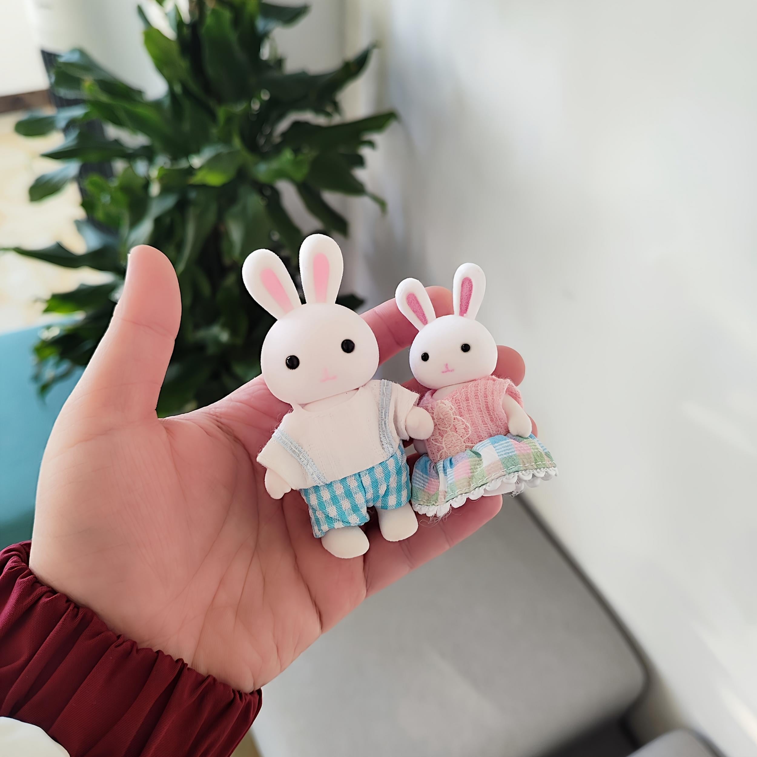 4pc Bunny Family Doll Set Whimsical Playtime Random Clothing Styles for Kids 3+