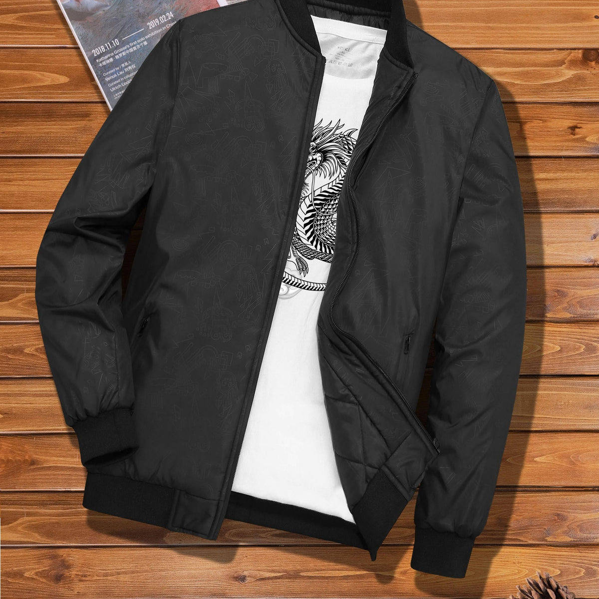 Men's All Over Print Winter Jacket Zip Up Cotton Padded for Fall Winter