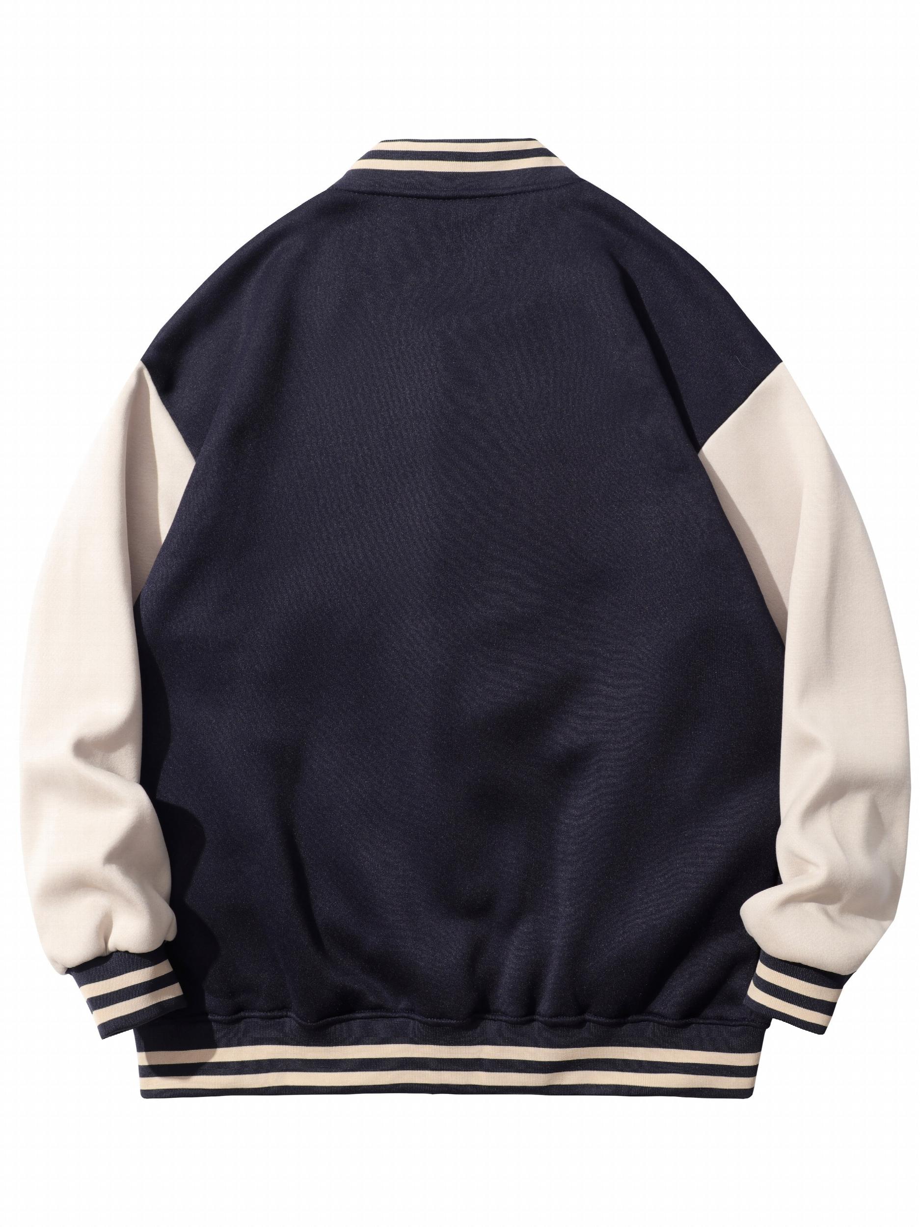 Men's Star Embroidery Varsity Jacket, Spring Fall School Baseball