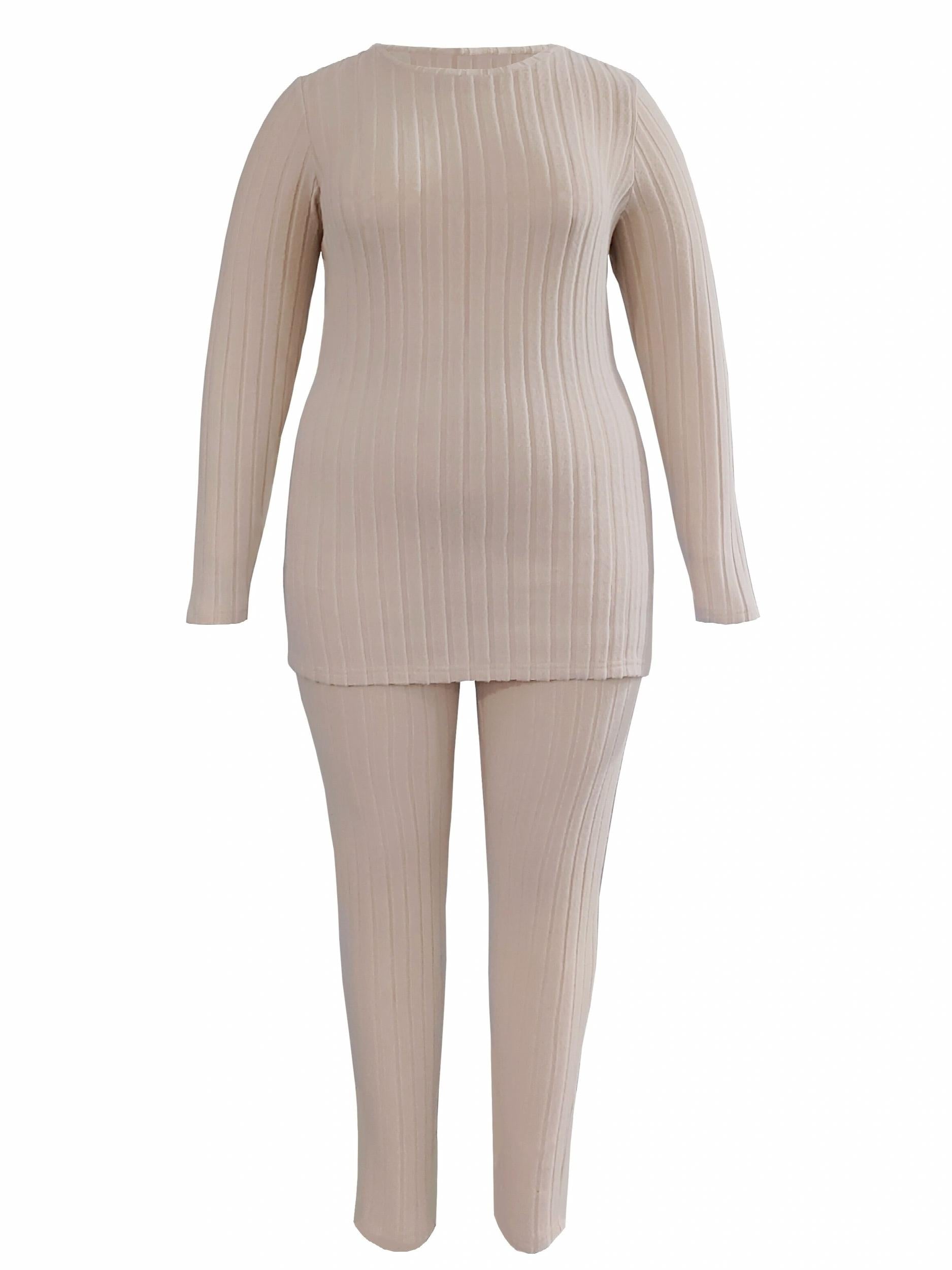  Ribbed Long Sleeve Top & Leggings Set