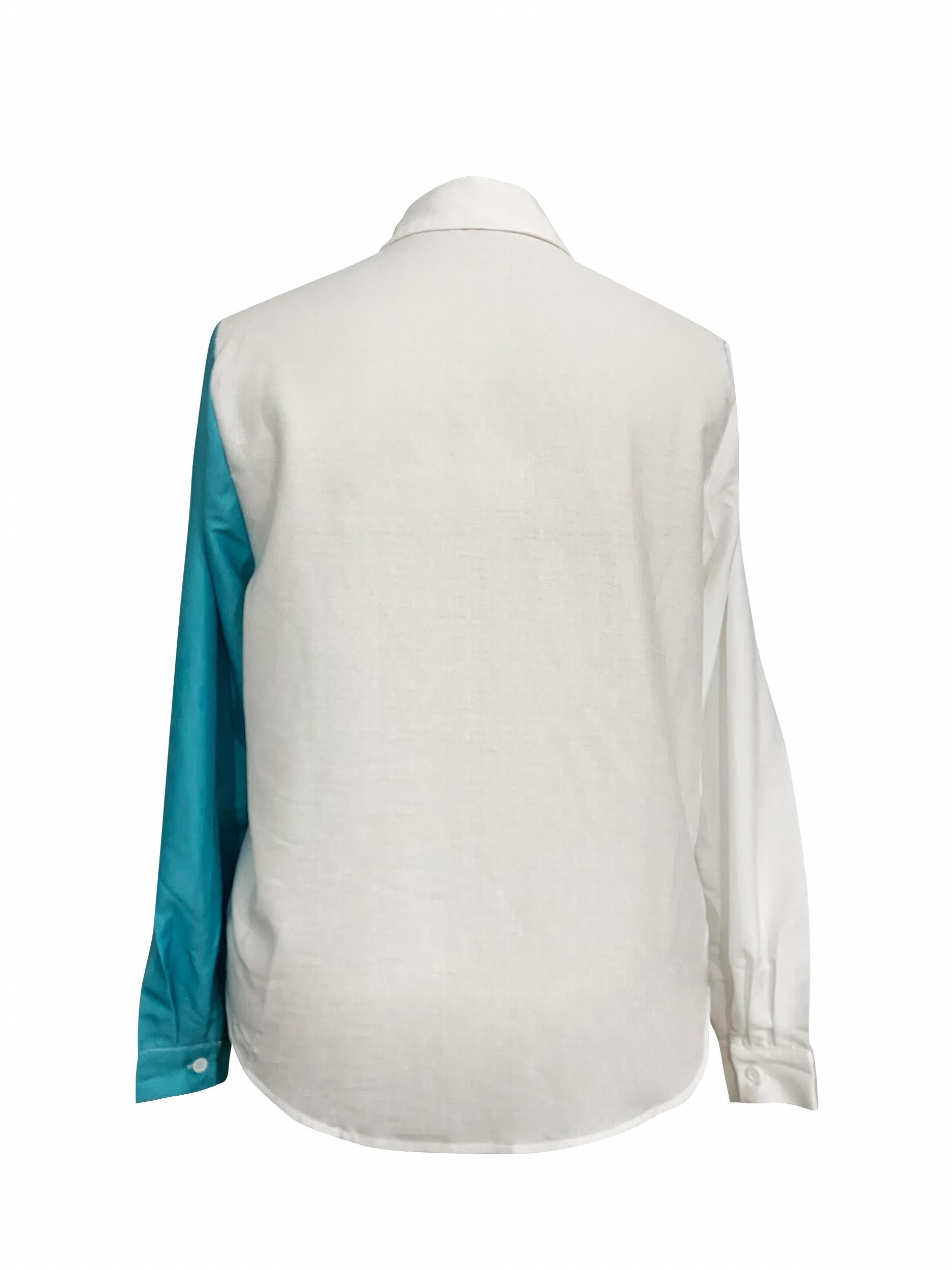  Colorblock Cartoon Print Long Sleeve Shirt Top