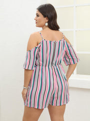  Cold Shoulder Short Sleeve Jumpsuit Medium Stretch