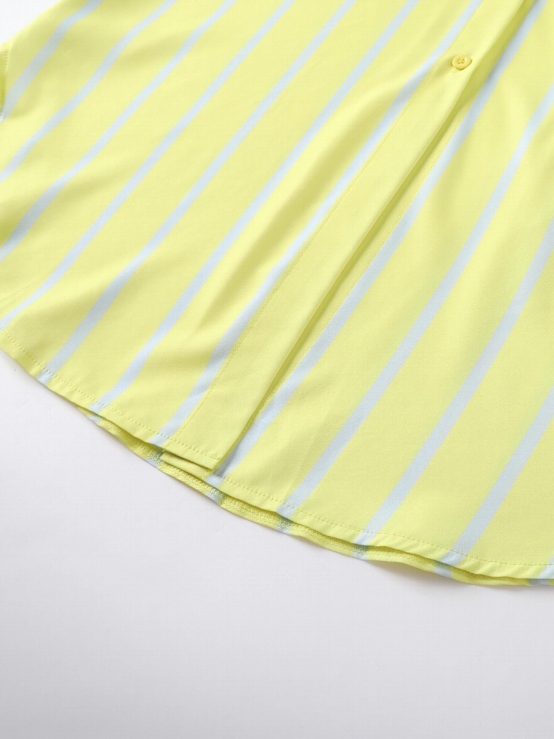 Women's Plus Striped Short Sleeve Button Up Shirt Dress