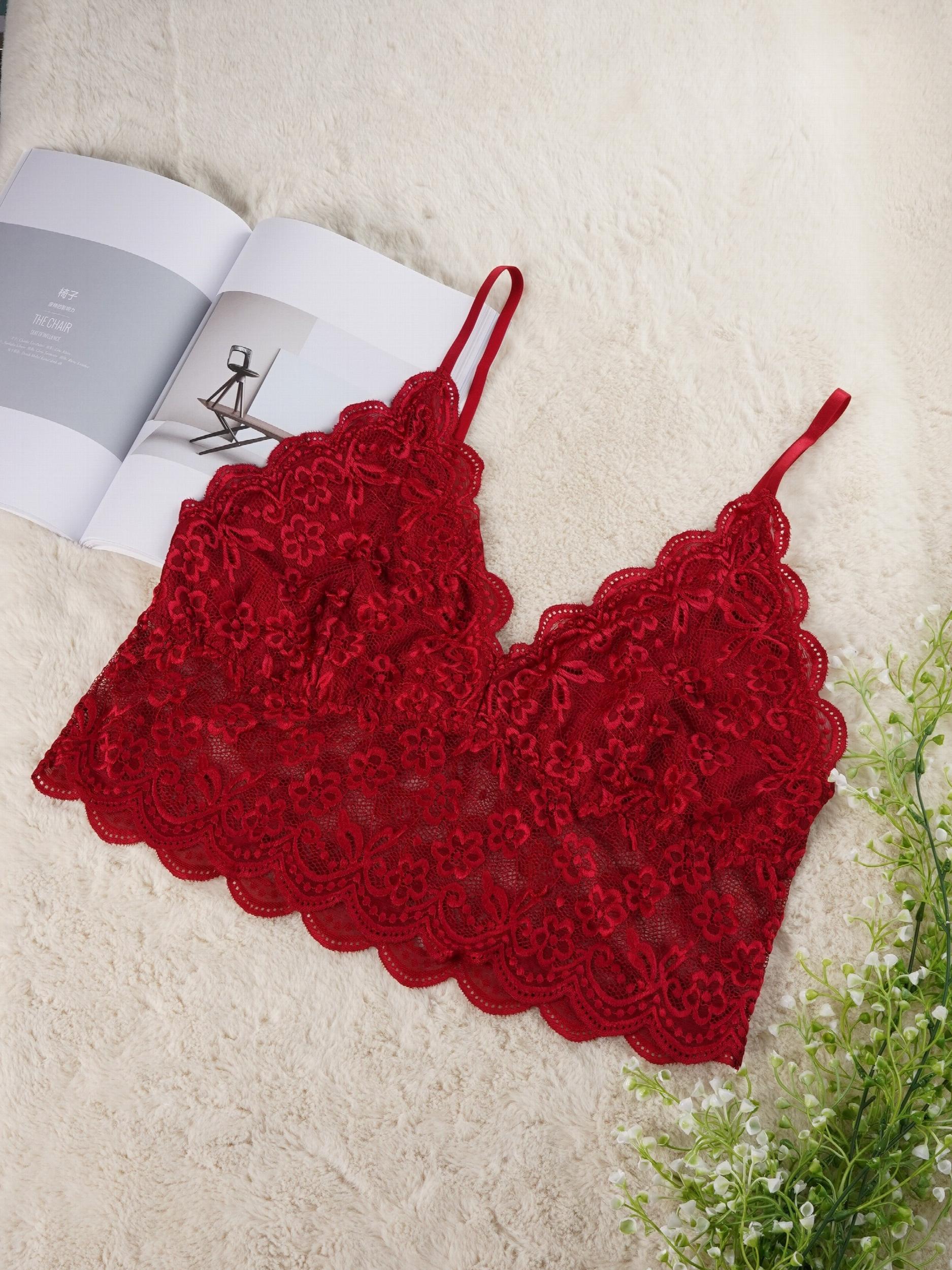 Floral Embroidery Longline High Stretch Bra Plus Size Women's Plus