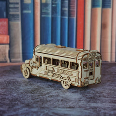 3D Wooden Puzzle School Bus Model American Style Toy Bus DIY Car Model