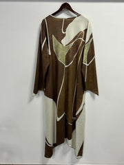  Geometric Print V Neck Layered Dress With Pockets