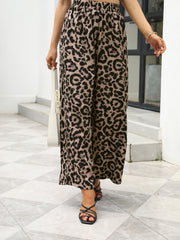 Leopard Print High Waist Wide Leg Pants