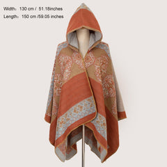 Oversized Hoodie Scarf Blanket Shawl Boho Plaid Block Print Tassel