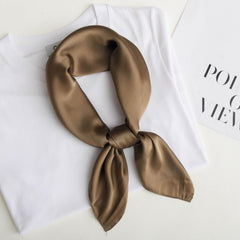 Plain Silk Bandana Solid Square Scarf Neckerchief Casual Head Wrap Hair Accessor