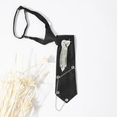 Crystal Heart Tassel Brooch Bow Tie