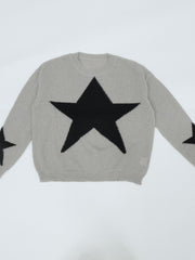Star Pattern Drop Shoulder Sweater Long Sleeve Casual Sweater