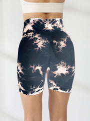 Tie Dye Yoga Workout Shorts High Waist Athletic Running Sports Shorts