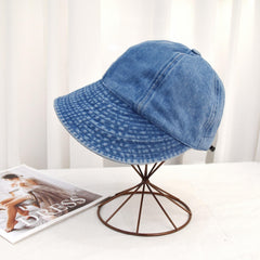 Vintage Denim Sun Hat Wide Brim Bucket Hat for Women