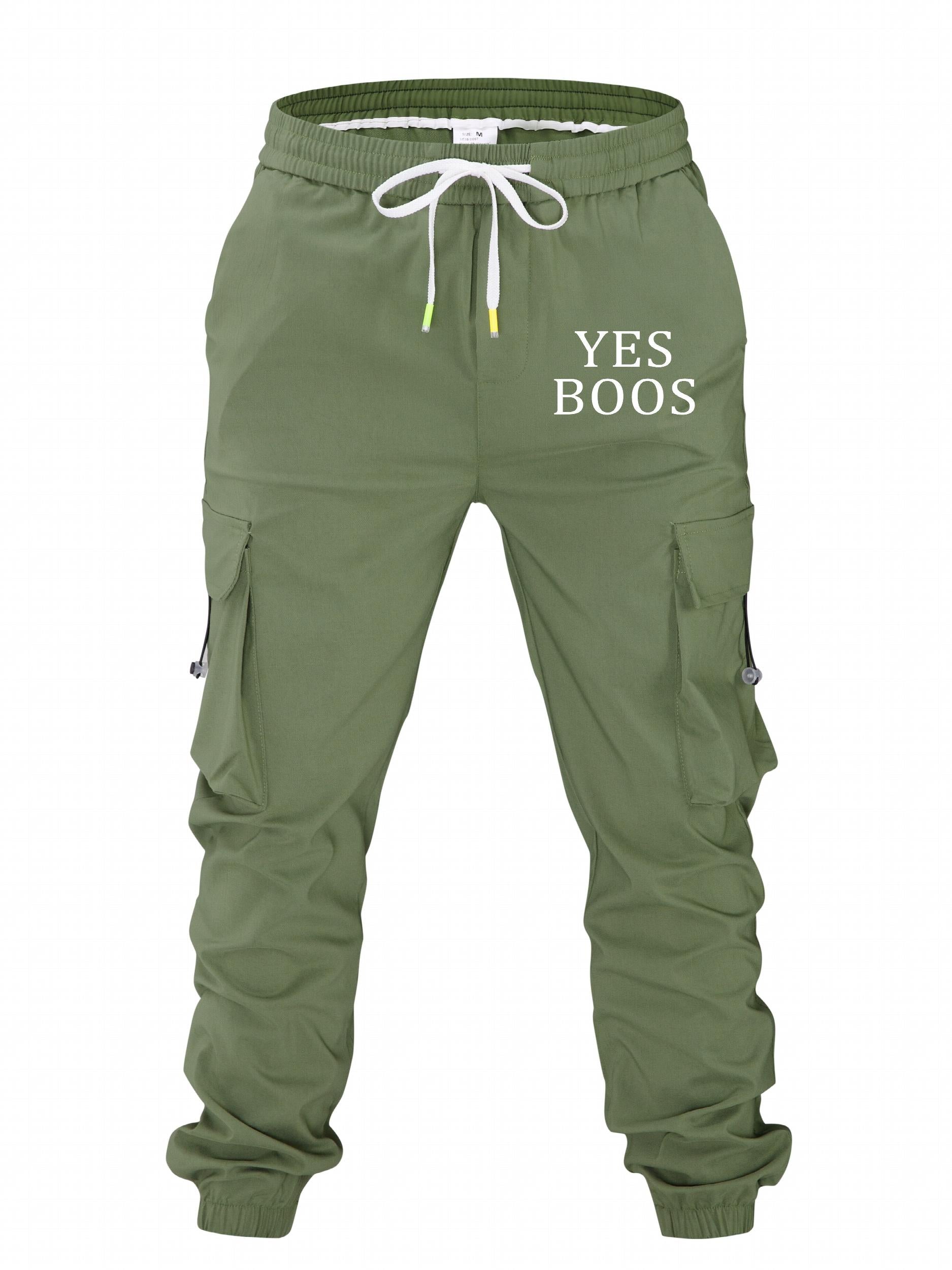Classic Pocket Cargo Pants Men's Loose Fit Drawstring Solid Joggers