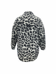  Leopard Print Long Sleeve Button Up Blouse