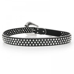 Rivet Rhinestone Belt Hip Hop Sparkling PU Leather Belt Classic Punk Cowboy Cowg