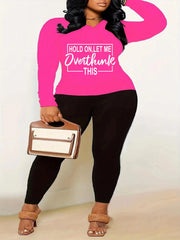  Women's Halloween Two Piece Set - Slogan Print Top & Leggings